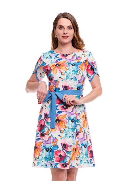 AD Fashion Wedge dress with print and plain drawstring at the waist 02R2102i2102 - 42 EU