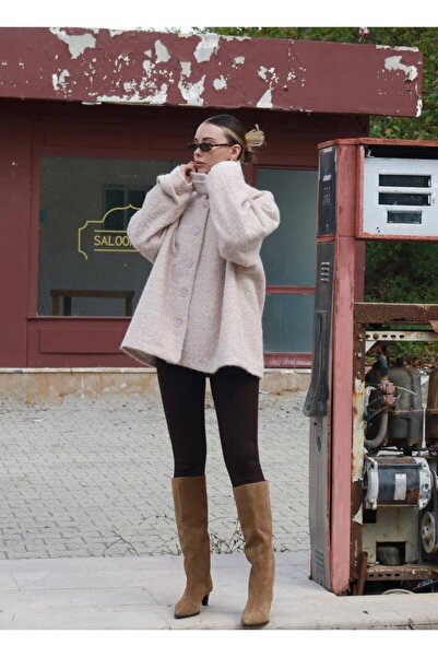 D'RECCY KADIN BÜRÜMCÜK KIRÇILLI DİK YAKA ŞIK KAŞE KABAN