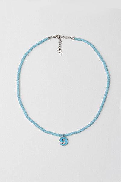 So CHIC... 9 Sayısı İkonlu 18 Ayar Beyaz Altın Kaplama 37 Cm Gümüş Çocuk Kolye