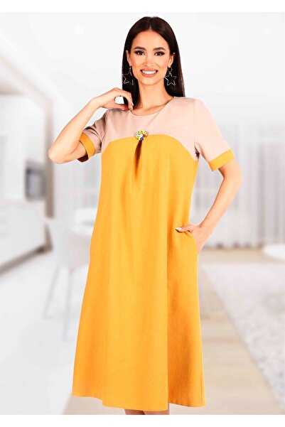 AD Fashion Rochie din in evazata cu buzunare 22R15i03 - 38 EU