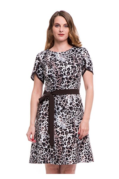 AD Fashion Printed dress with plain drawstring at the waist 02R2099i2099 - 42 EU