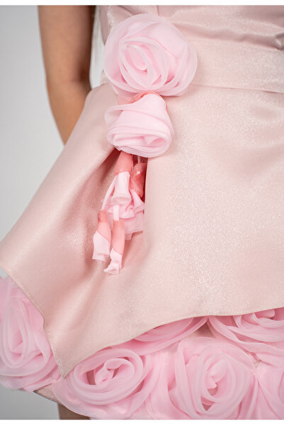 Misoria Rochie scurta trandafir organza roz