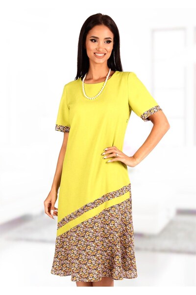 AD Fashion Neon green linen dress 111R62i1815 - 50 EU