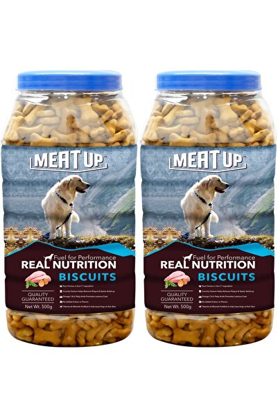 Meat Up بسكويت الكلاب، دجاج حقيقي، 1 كجم (2 × 500 جم)