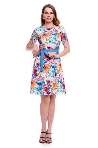 AD Fashion Wedge dress with print and plain drawstring at the waist 02R2102i2102 - 42 EU