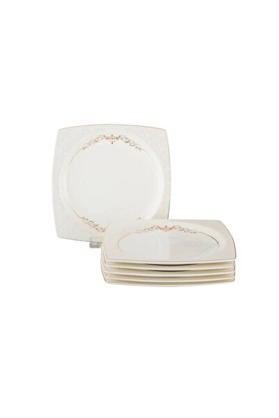 ORIAN طقم مكون من 6 قطع مربعة مزخرفة بالبورسلين للحلويات والفواكه وأطباق الإفطار