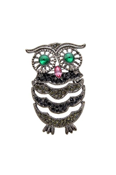 Pursehuit Ασημένια καρφίτσα, κουκουβάγια, με πέτρες, Petrikke C2