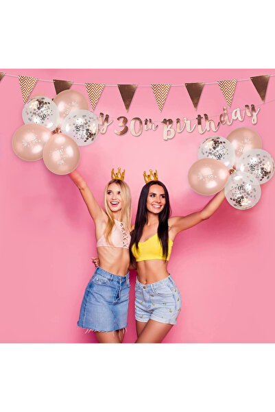 LOPOTIN birthday set, foil/latex, white/pink, 13 pieces