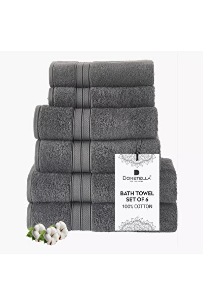 Generic DONETELLA 6-Piece 600 GSM Combed Cotton Bath Towel Set