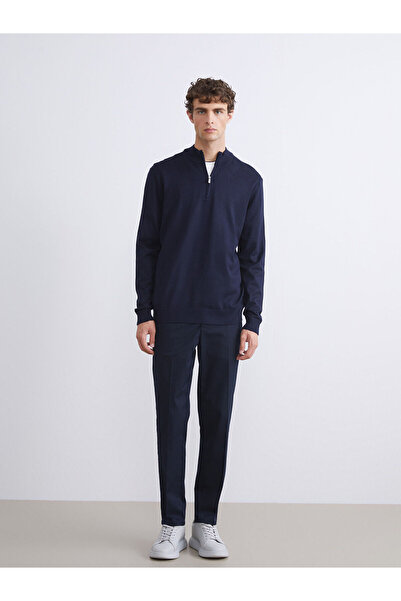 LC Waikiki Navy Blue Stand Collar Men's Knitwear Sweater