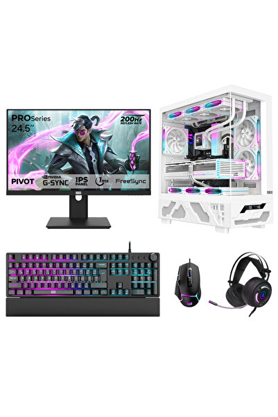 DRAGOS DRx7637 Ryzen 7 5700X 32GB 1TB NVMe 8GB RTX5060 24.5 İnç 200Hz 1ms Oyuncu Hazır Sistem