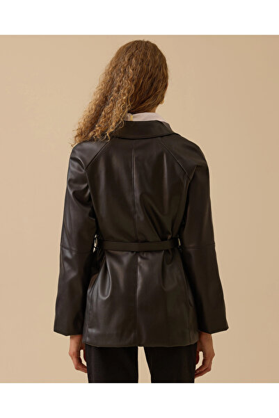 SEÇİL Μπουφάν από συνθετικό δέρμα με τσέπες με ζώνη