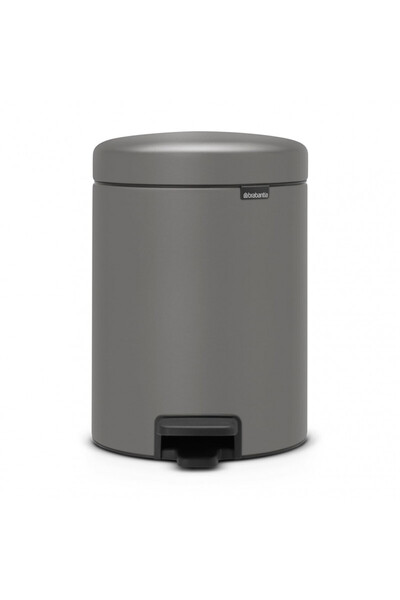 Brabantia NewIcon Pedal Bin 1001097, 5 l, Soft closing, Anti-slip base, Mineral coating, Grey