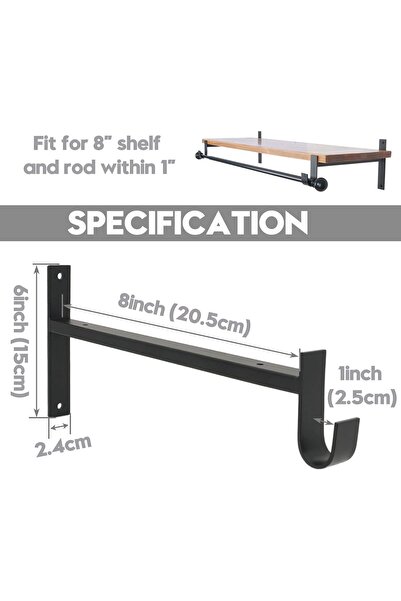 OEM Metal Shelf Brackets 20x15cm, Set of 2