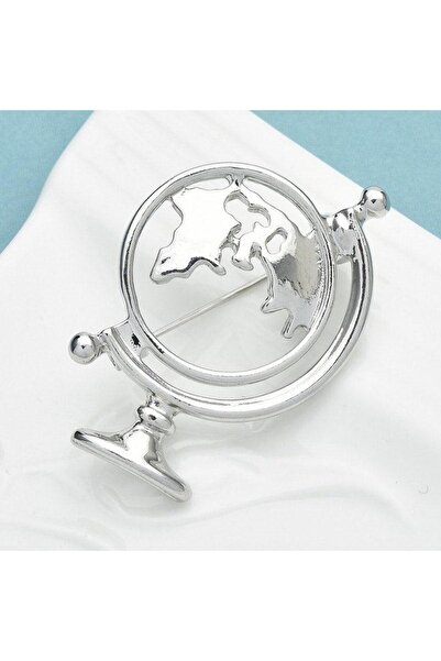 Pursehuit Broșă argintie, formă de glob, Iulya C3