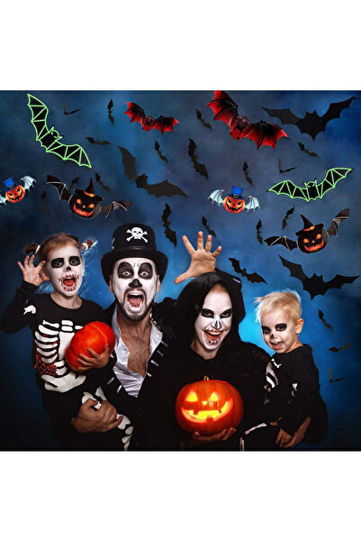 Fyvadio 3D Bat Wall Sticker Set, 108 Pieces, PVC, Multicolor