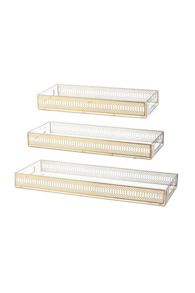 ORIAN 3-piece gold rectangular acrylic tray set