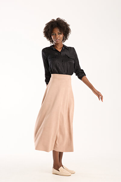 TheyYou Γυναικεία Φούστα Hijab Suede Flared Maxi