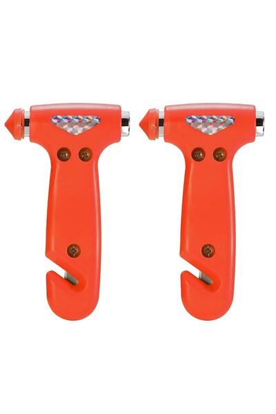 dalimag Set 2 Dispozitive de Spart Geamul Teno®, tip ciocan, doua capete, cutter pentru taiat centura, prot