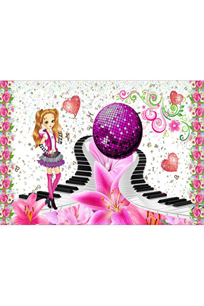 VIODESIGN Fototapet Copii, Pink Floral Music, autoadeziv, multicolor,120x200 cm