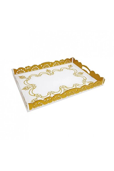 ORIAN صينية تقديم مستطيلة من الأكريليك باللونين العسلي والأبيض