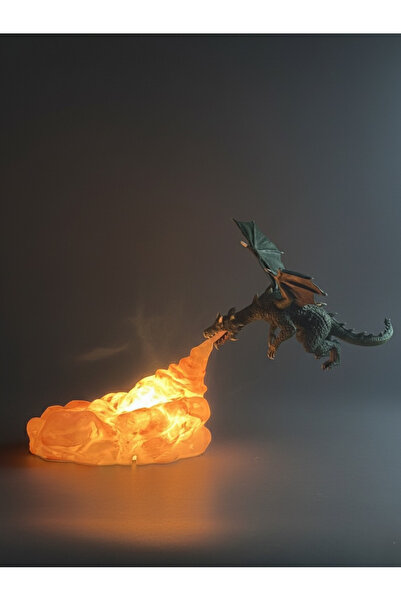 SS 3D MODELLEME مصباح النار على شكل تنين، مصباح طاولة حديث، عاكس ضوء مزخرف