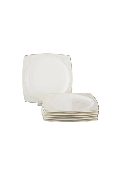 ORIAN طقم مكون من 6 قطع مربعة مزخرفة بالبورسلين للحلويات والفواكه وأطباق الإفطار