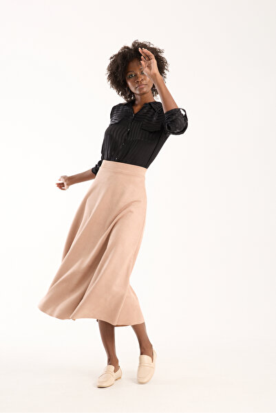 TheyYou Γυναικεία Φούστα Hijab Suede Flared Maxi