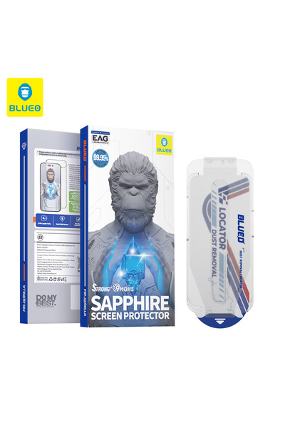 BLUEO Sapphire iPhone 17 Pro Max Uyumlu Uygulama Aparatlı 9 MOhs %99.99 Orijinal Safir Ekran Koruyucu