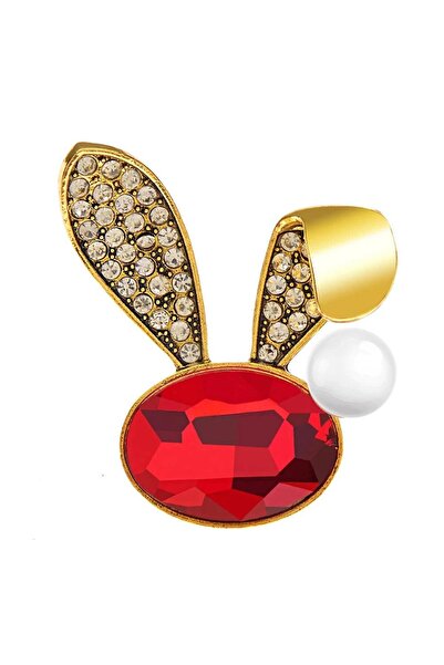 Pursehuit Broșă aurie, formă de iepure, cu pietre și perle, Mandrup C2