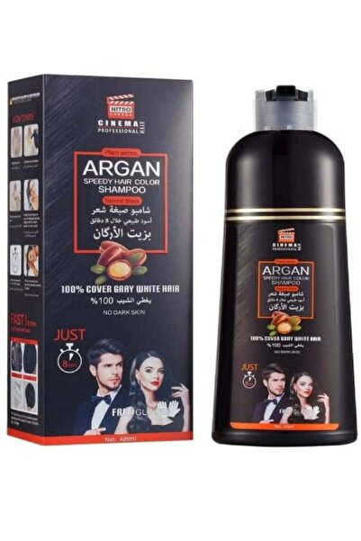 NITRO CANADA Natural Black Hair Dye Shampoo with Argan Oil 420ml