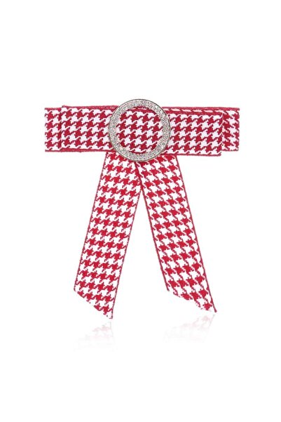 Pursehuit Κόκκινη καρφίτσα, καρό, με πέτρες, Mellie C6