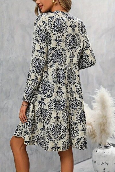 Mossta Μίνι φόρεμα με βολάν με λαιμόκοψη σε σχήμα V - Σκούρο μπλε