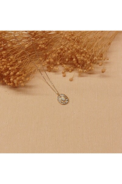 TAHAN MÜCEVHERAT 14 Ayar Altın Opal Oval Plaka Minimal Kolye