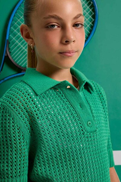 DeFacto Neue Saison Mädchen-Pullover mit kurzem Schnitt und Polokragen