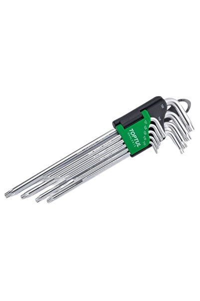 TOPTUL Set of 9 extra-long torx hex keys GAAL0915, sizes T10, T15, T20, T25, T27, T30, T40, T45