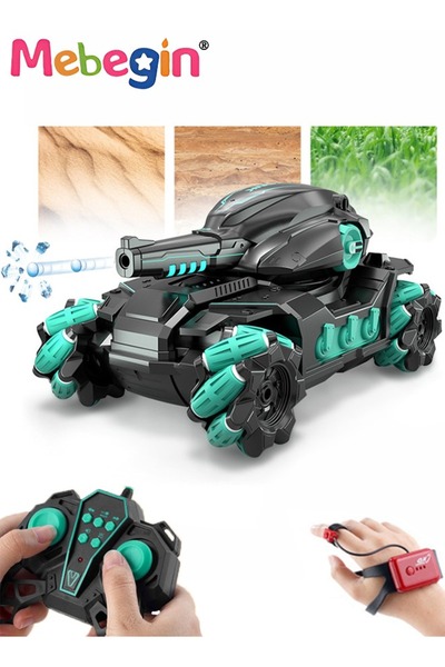 MEBEGIN لعبة دبابة مع جهاز تحكم عن بعد، برميل دوار بزاوية 30 درجة، سيارة سباق...