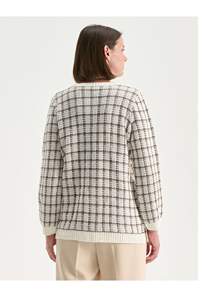 LC Waikiki LCW Tricotaj pentru femei în carouri cu guler rotund (W5)