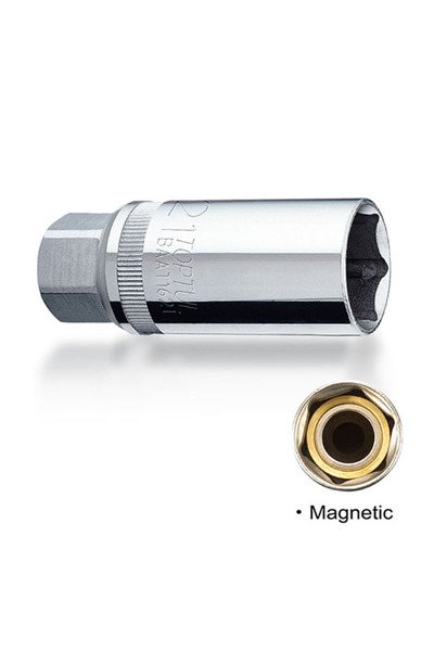 TOPTUL BAAT1616 magnetic socket wrench for spark plugs, 1/2 inch square drive, spanner size 16