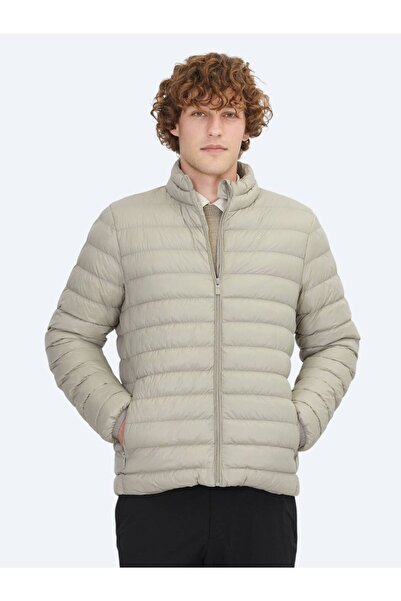 Kip Mink Regular Fit Stand Collar Casual Woven Coat