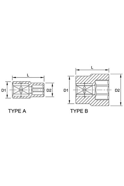 TOPTUL BAEA1611 socket wrench, 1/2 inch square drive, hexagonal profile, spanner size 11 mm,
