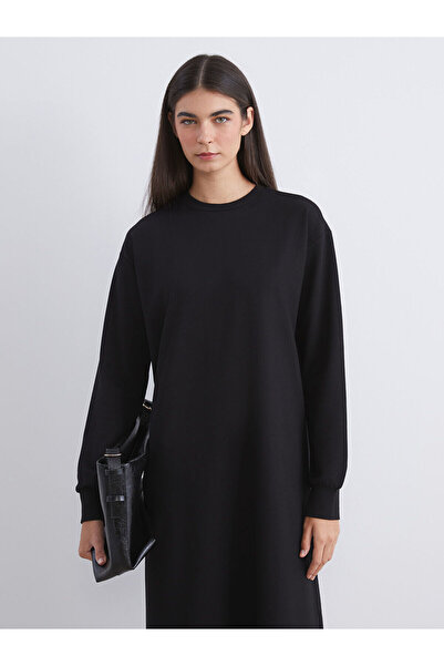 LC Waikiki Cey Yeni Sezon Büyük Beden Bisiklet Yaka Sweatshirt Elbise