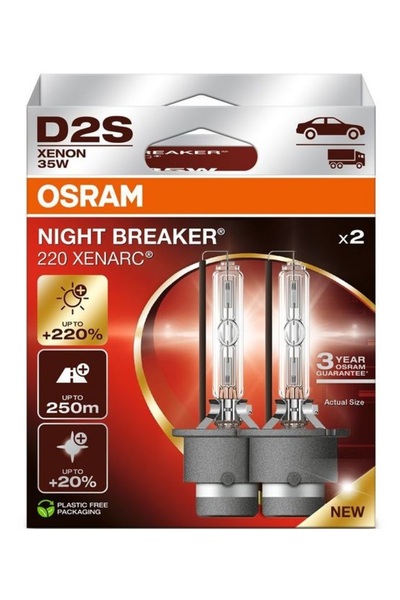 Osram Set of 2 bulbs Night Breaker 220 XENARC 66240XN2-2HB, D2S, 85V/35W, 4500K, 3200 lumens, xenon