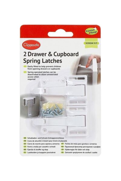 Clippasafe 2-Piece Drawer And Cupboard Spring Latch Set