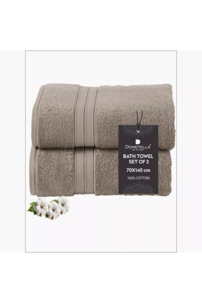Generic DONETELLA 2-Piece 600 GSM Combed Cotton Bath Towel Set - 70x140 cm