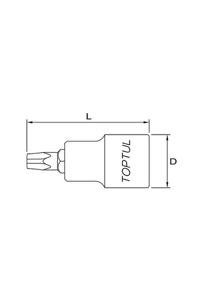 TOPTUL Torx bit with tubular socket BCNA0840, 1/4 inch square drive, T40 profile, length 37 mm, steel