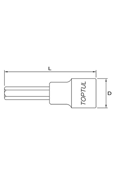 TOPTUL BCEA1607 socket bit, 7 mm hexagonal profile, 1/2 inch drive, length 100 mm, chrome