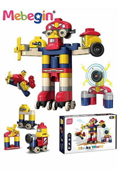 MEBEGIN مجموعة مكعبات بناء روبوت DIY، 57 قطعة، لعبة تعليمية STEM، لعبة بناء إبداعية، تزلج على المهارات الحركية الدقيقة