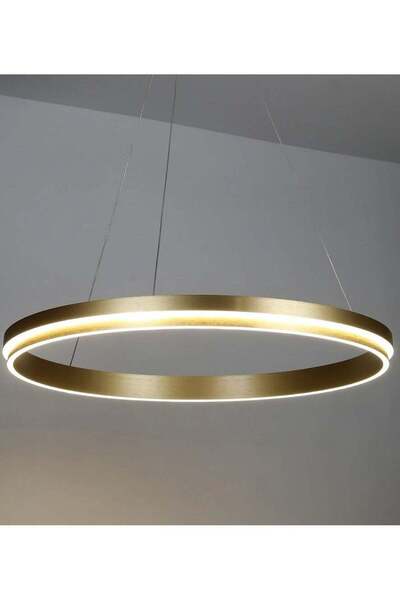 HAMER Modern Hanging Light with Golden Ring and 3 Lighting Modes (80 cm)