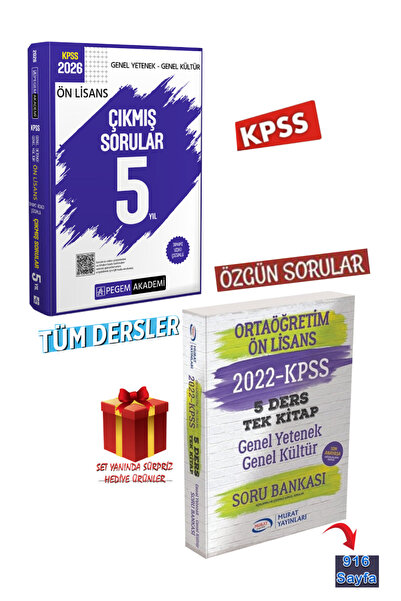 Pegem Akademi Yayıncılık 2026 Pegem Ön Lisans Çıkmış Sorular+Murat Yayınları ...